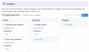 Kanbanboard mit Aufgaben