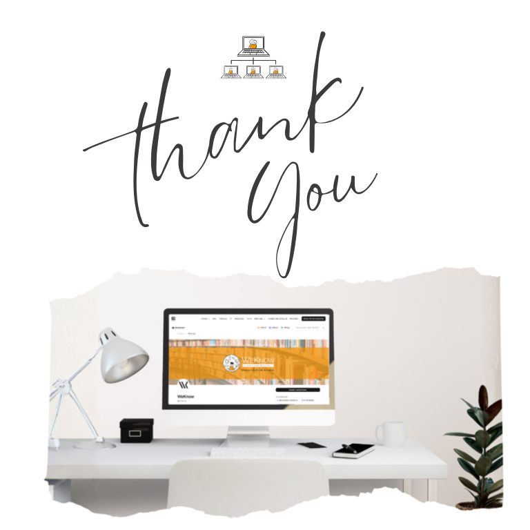 Grafik mit dem Schriftzug 'Thank you' als Bestätigung deiner Anmeldung bei WeKnow Studienwerkstatt.