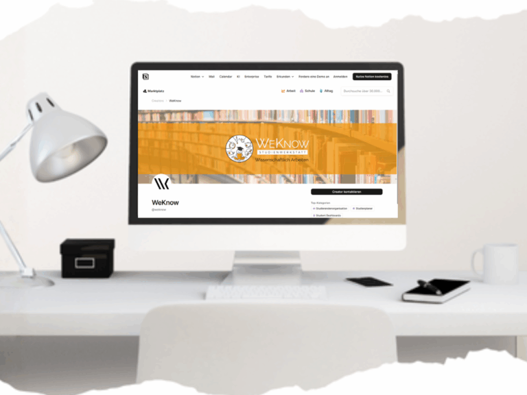 zeigt einen Laptop mit dem WeKnow notion profil darauf